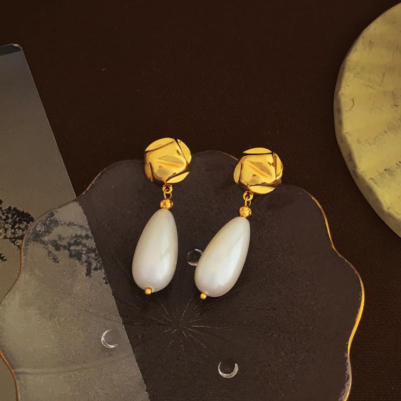 Boucles d'oreilles pendantes perles baroques légères anti-perte grâce aux créoles dormeuses - 2