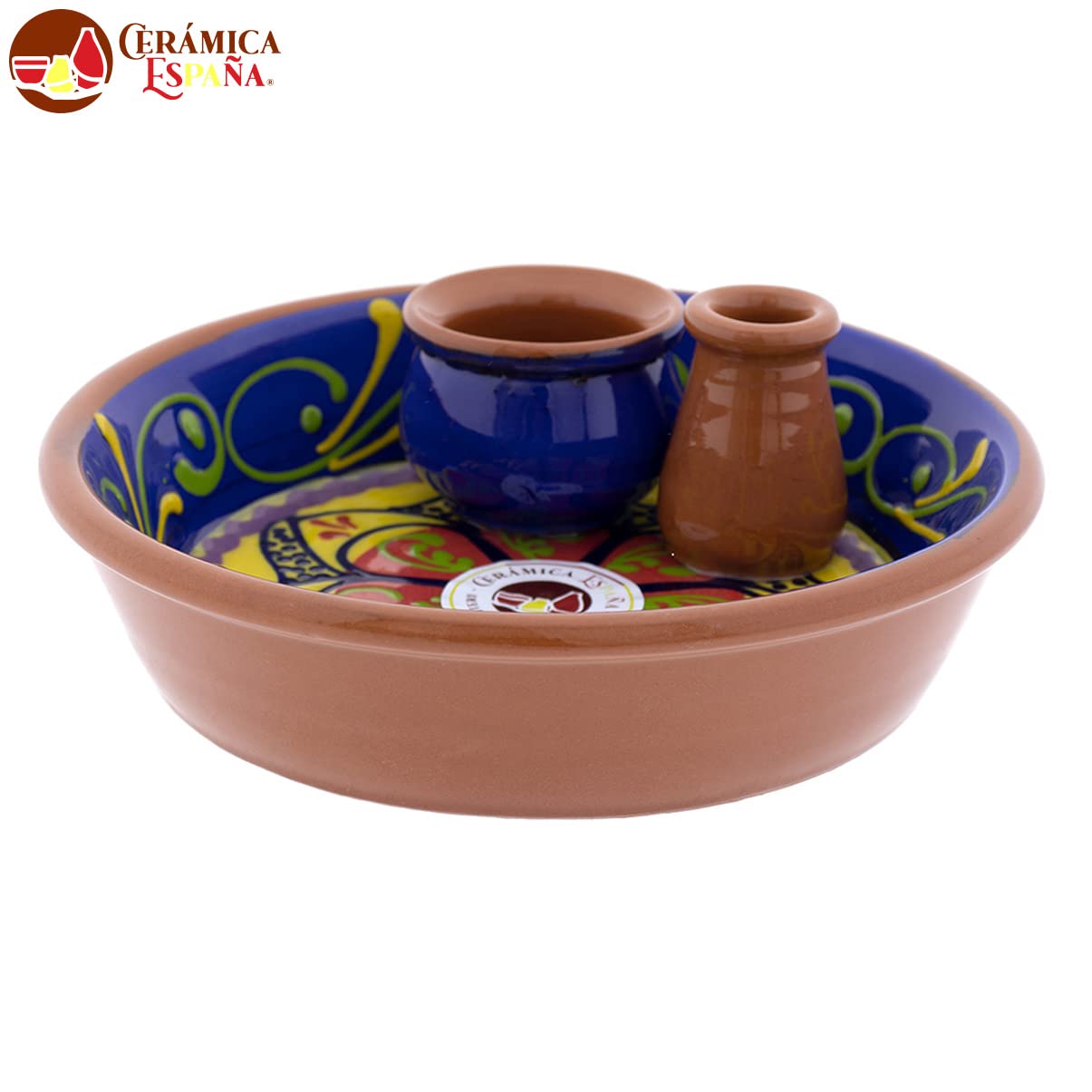 CERÁMICA ESPAÑA | Bols | Bol | Bowl | Bols à apéritif | Bols de cuisine | Olivier céramique décoré - Modèle M02 | 100% Décoré à la main | 16x16x5.5 cm