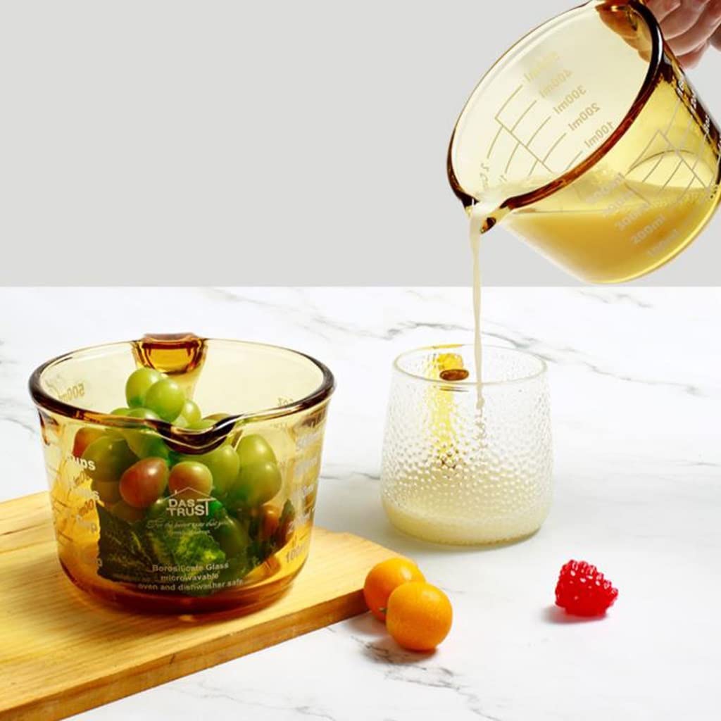 Misurino in vetro con bilancia e coperchio per uso domestico Cucina Food Grade Tazze per latte resistenti alle alte temperature Cuocere e sbattere le uova Tazze per la colazione durevoli ( dimensioni
