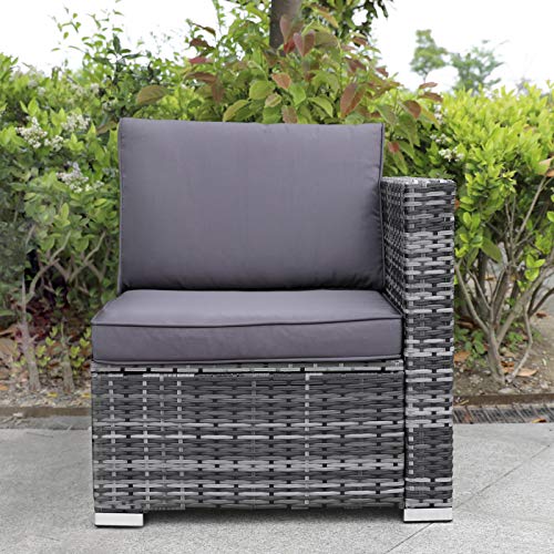 Hansson Polyrattan Gartenmöbel Lounge Set Sitzgruppe Garnitur Poly Rattan inkl. Sofa Sessel Kissen Hocker Tisch mit Glas… – Bild 5