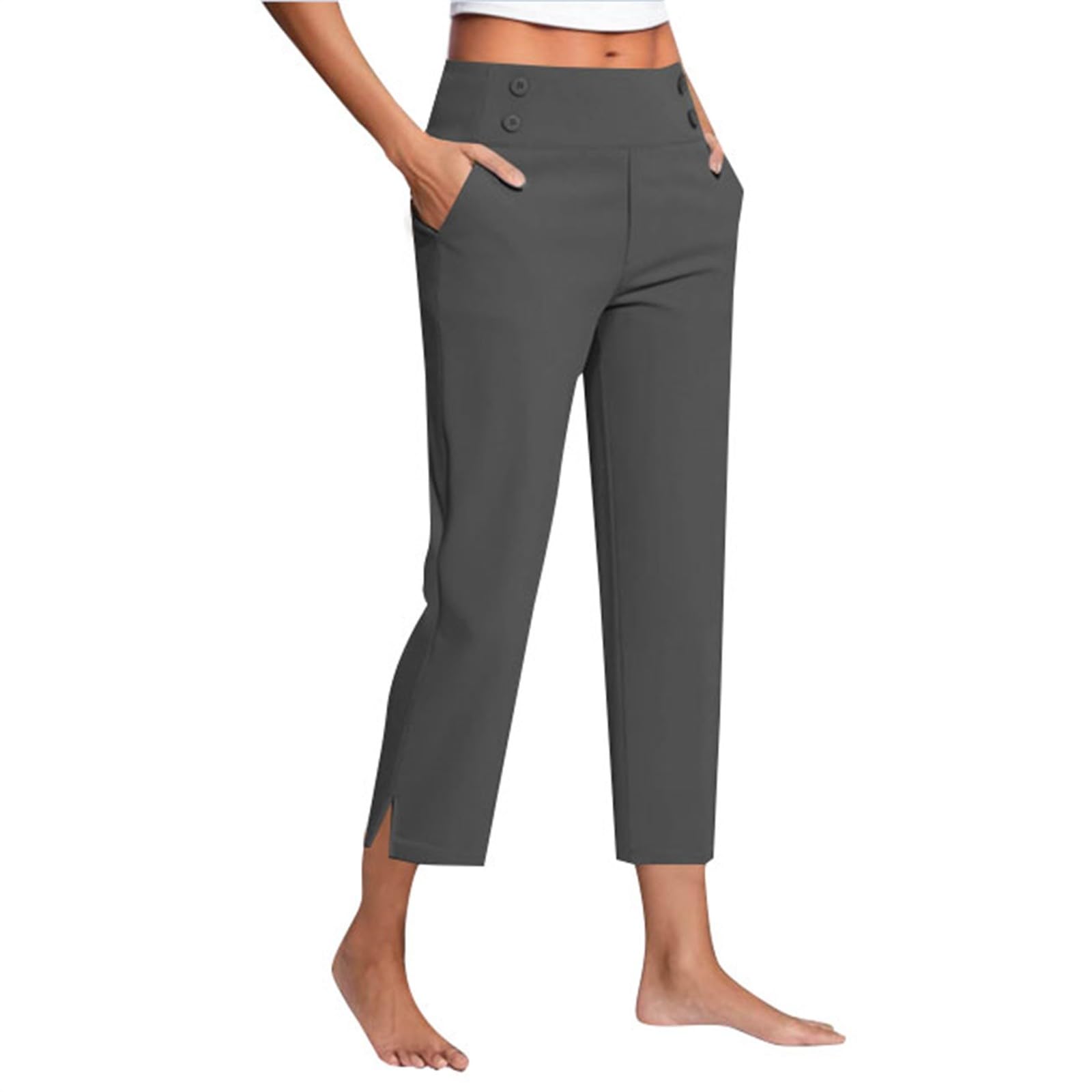 Capri Pants for Women Summer High Waisted Stretch Work Pull On Capris for Seniors Casual Golf Pant with