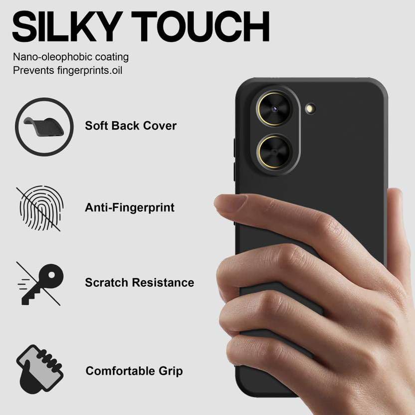 Image of AeoFit Back Cover Case for Motorola G67 Power 5G | Soft Micro-Fibre Lining Inside | Camera Protection Bump | Shockproof Back Cover Case for Moto G67 Power 5G (Black)