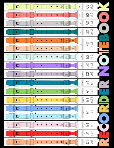 Recorder notebook for soprano and tenor: Music notebook for recorder players, 120 pages, 8,5x11 IN, blank sheet music