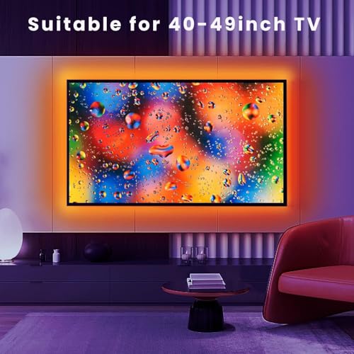Image of Gesto RGB LED Strip Light TV Backlight with App & Remote | 5V USB Powered Music Sync Light for 40-49 inch TV,PC,Laptop & Monitor | Multicolor Bias Lighting Kit for Gaming, Movies & Home Decor- 3 Meter