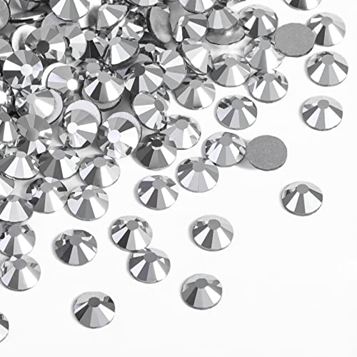 Image of beadsland Flat Back Crystal Rhinestones Round Gems for Nail Art and Craft Glue Fix,Silver Hematite (6.4-6.6mm) SS30 /288pcs