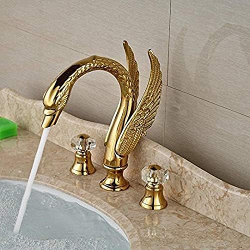 Robinet cygne doré et cristal de luxe pour salle de bain raffinée