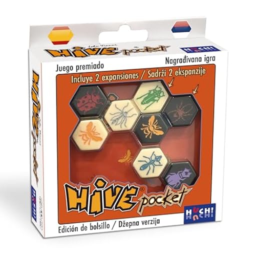 Maldito Games- Hive Pocket Juego de Mesa de Estrategia Abstracta para 2 Jugadores, Edición de Viaje con Bolsa y Expansiones Mosquito y Mariquita, Juego de Mesa Familiar a Partir de 8 Años (MLDG154597) | Ya disponible en tu tienda friki favorita! En mundofriki.es!
