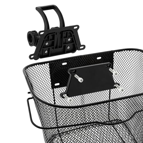 Metall Fahrradkorb schwarz für Lenker - 34 x 26 cm - Einkaufskorb für Fahrräder zur Festmontage - Fahrradtasche Lenkerkorb Einkaufskorb Transportkorb Metallkorb Korb Tasche für Fahrrad engmaschig