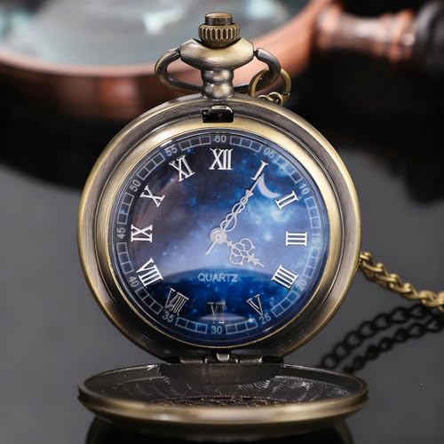 Image of Tiong Roman Numerals Scale Quartz Pocket Watches with Chain Christmas Graduation Birthday Gifts Fathers Day