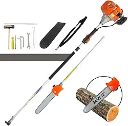 Motopodador De Galhos Profissional á Gasolina Vp3300l 2t 33cc 1,30hp Robusta Com Extensor e Sabre de 30cm Ideal Para Cortes de Galhos no Alto de Árvores