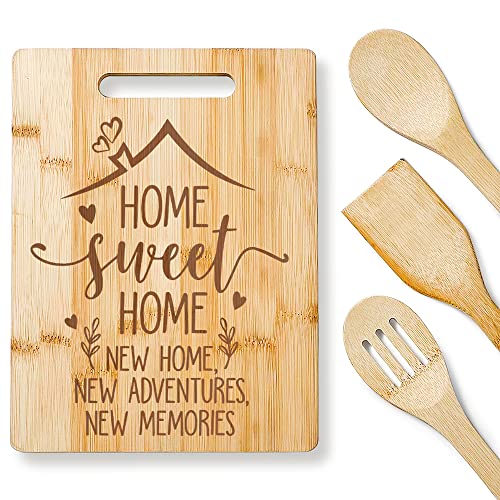 KITCHENVOY Happy House Cutting Board - Home Sweet Home Gift for Kitchen - Housewarming Gifts for Couple - Engraved Cutting Boards For Wedding Gifts - Christmas House Warming Gifts for Young Family