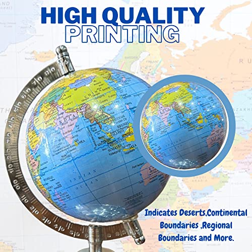 Image of Magicwand【8 inch Inches ht with Magnifier】Political Educational Laminated Rotating World Globe with Metal Base