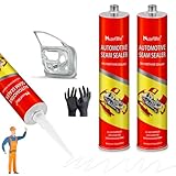Professional Automotive Seam Sealer, Polyurethane Auto Seam Sealer Quick-Set Joint & Body Filler for Metal Surfaces-Bare or Painted Surfaces of Cars, Trucks,RV Roofs-Includes Gloves & Tip-2 Pack,White