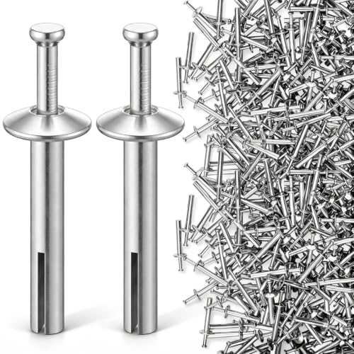 Hicarer 300 Pieces 1/4 Inch x 1-1/2 Inch Hammer Drive Anchors for Securing Fixtures in Predrilled Holes Zinc Plated Carbon Steel Concrete Anchor Bolts for Brick Walls Cabinets Panels Curtains