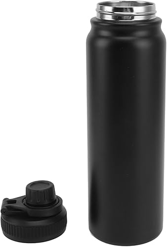 Botella de agua de acero inoxidable botellas aisladas ligeras negras a prueba de fugas, ideal para viajes y uso en la oficina