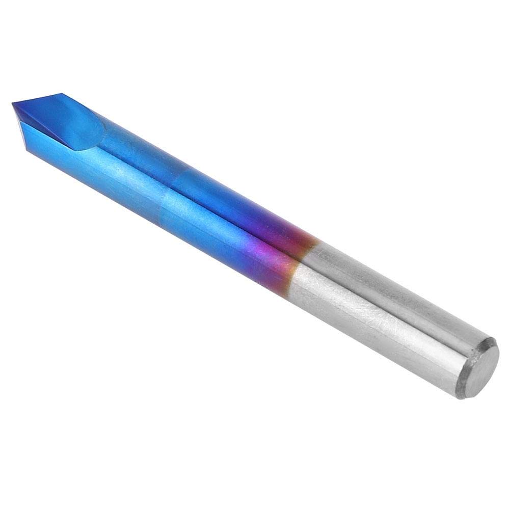 Fresa de extremo Fresa de chaflán de 90 grados, cortador de 2 flautas de biselado de carburo Revestimiento azul Chaflán Herramienta de mano de fresa de fresado(6 * 50mm)