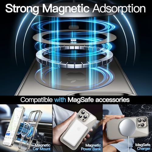 Image of JETech Magnetic Cover Case for iPhone 16 Pro Max 6.9-Inch Compatible with MagSafe, Shockproof Phone Bumper Cover, Anti-Scratch Clear Back (Natural Titanium)
