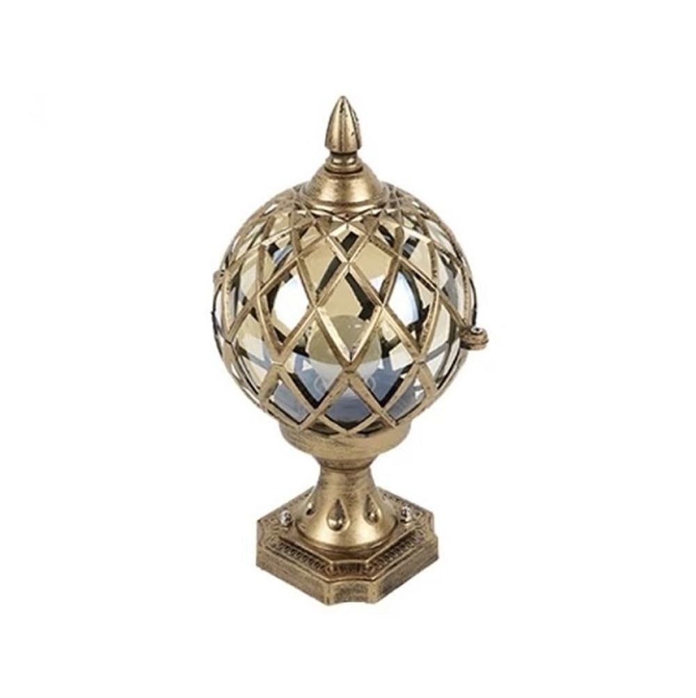 GTHTUHFD European Post Cap Lights, Retro Column Lighting, Clear Glass Shade Deck Fence Street Lamp For Driveway Yard Lawn Garden,Brass-Height:15inch/38cm