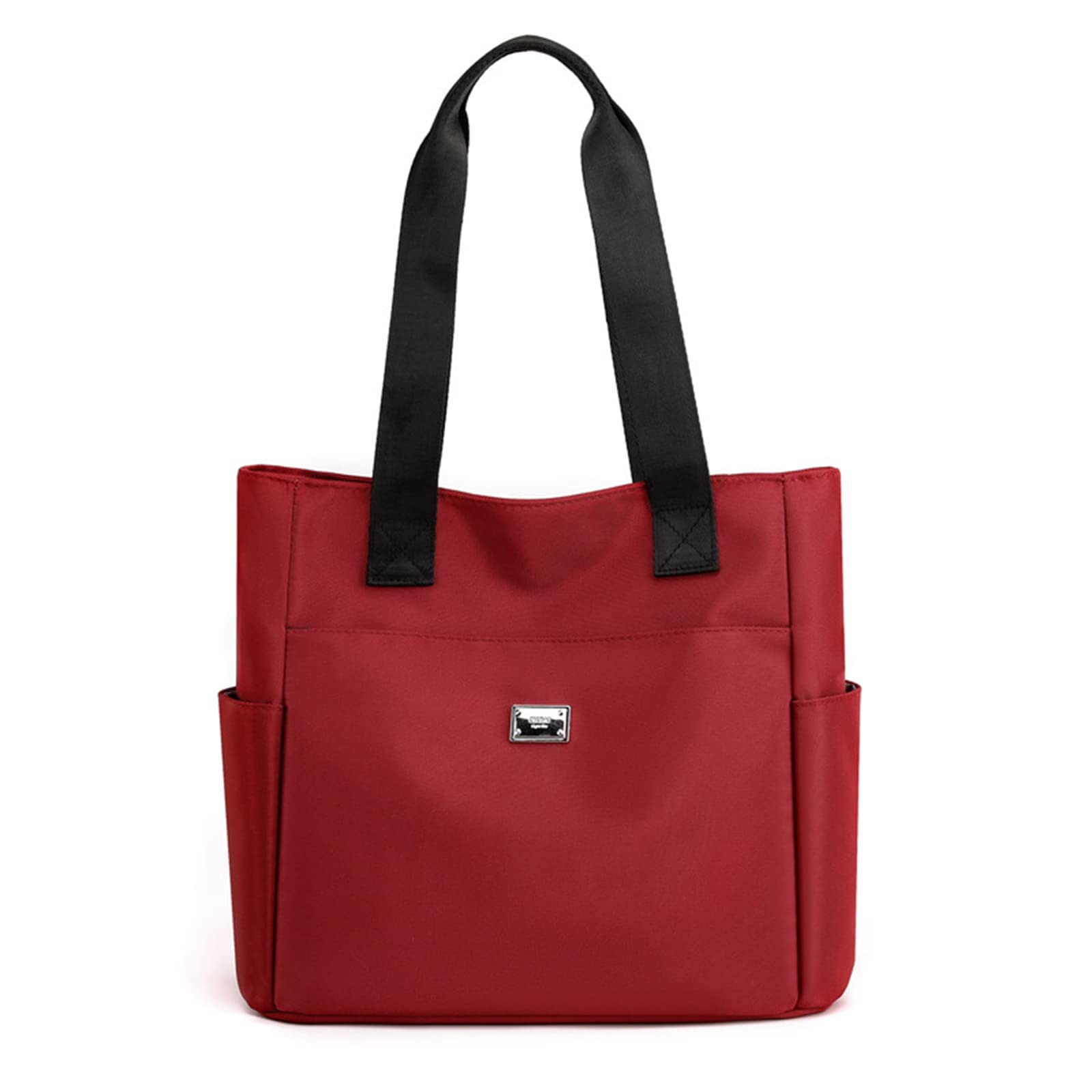 Lightweight Waterproof Nylon Shoulder Bag, Women's Large Capacity Top Handle Handbags, Nylon Tote Bag for Gym, Work, School (Red)