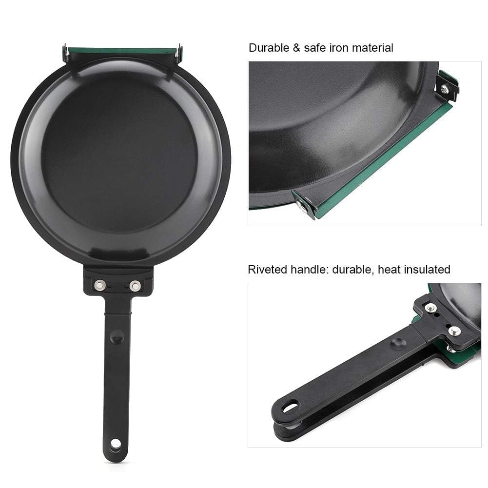 Agatige Padella doppia per frittata, Padella doppio grill rotonda effetto fornetto, Rivestimento in ceramica antiaderente a doppia faccia Padella antiaderente Pancake Maker
