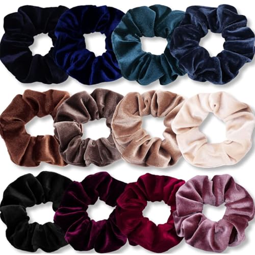 12 Piezas Coleteros de Seda,Scrunchies Seda para Pelo de Mujer,Scrunchies Velvet Elástico Scrunchy Lazos,Chica Suave Gomas Scrunchies para Pelo de Mujer,Coleteros Pelo Mujer