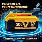 BOGJFC 20V 12.0Ah 18650 Li-Ion Battery Pack For Cordless Power Tools Extended Run Time Compatible For DeWalt DCB200 DCB201 DCB205 DCB206 Led Indicator Bms Protection(3PCS 12Ah battery) - Image 7