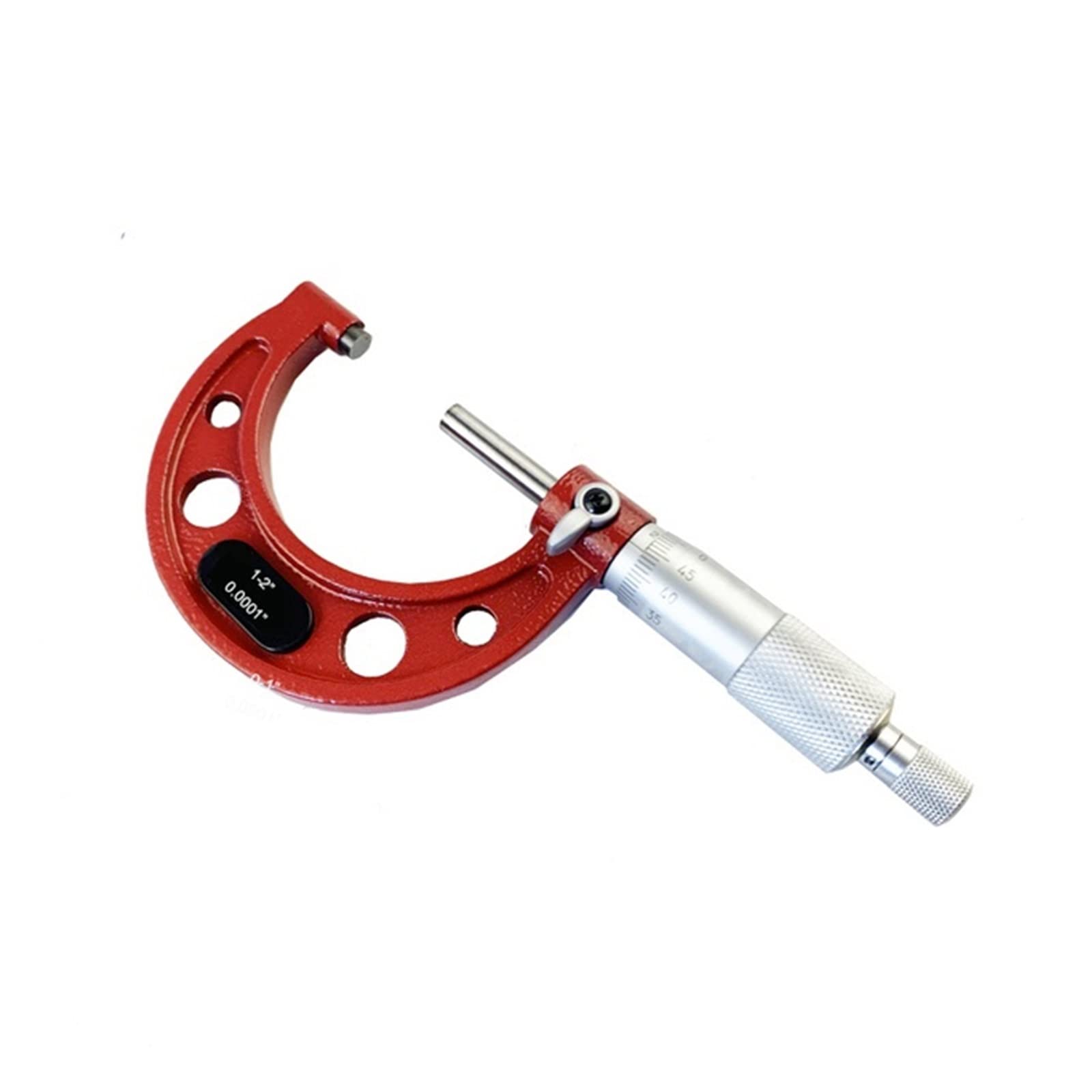 Digitale Bügelmessschraube 0-25/25-50/50-75/75-100 mm 0-1/1-2/2-3/3-4/Zoll 0,0001 "Messdurchmesser Mikrometer-Bremsbehörde mit Minischlüssel(1-2inch)