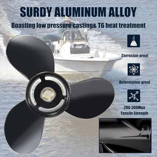 Image of Boat Propeller fit Johnson Evinrude OMC Stern Drive 40-140 HP Engines 13 Spline Tooth Outboard Prop RH OEM Propeller for 50 60 65 70 75 85 88 90 100 110 112 115 120 125 135 HP
