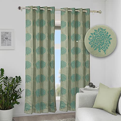 Image of Top Drapes Firoji Jacquard 7ft Door Curtain with Eyelet and Tie Back (1 Pc) Size 83.9 Inch (L) x 44.1 Inch (W)