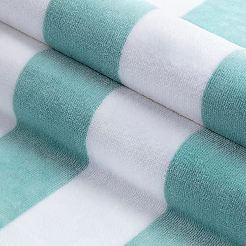 Luluhome Plush Oversized Beach Towel - Fluffy Cotton Thick 36 X 70 Inch Mystical Blue Striped Pool Towels, Large Summer Cabana Swimming Towel For Adults #TOP2