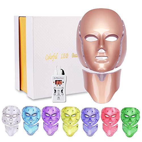 Led Face Light 7 Color Facial Skin Care Mask with Blue & Red Light Skin