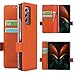 Produktbild Copmob Samsung Galaxy Z Fold2 5G Hülle,Echtes Leder Flip Brieftasche Handyhülle,[3 Slots][Magnetknopf][Bracket-Funktion],Ledertasche Schutzhülle for Samsung Galaxy Z Fold2 5G - Orange