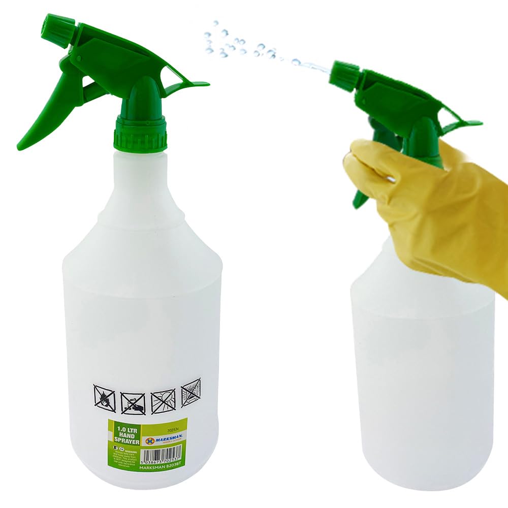 BARGAINS-GALORE Set Of 2 Water Spray Bottle - 1 Litre Garden, Hand, Pressure Sprayer, Weed Killer, Chemical | Refillable, Trigger Action, Wide Range Of Uses | Leak Proof, Durable & Long Lasting