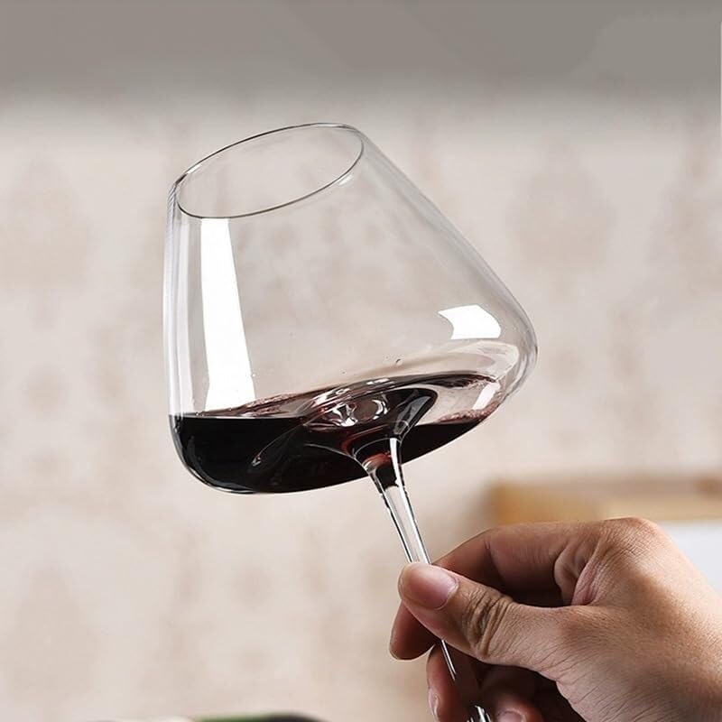Set mit 2 gerippten Weingläsern, 720 ml, klares Glas mit langem Stiel for Rot- und Weißwein, spülmaschinenfest