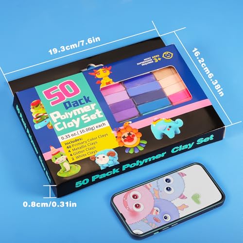 Image of CiaraQ Polymer Clay Kit, Mini Modeling Clay Set | for Kids /Beginners / Artist, 48 colors