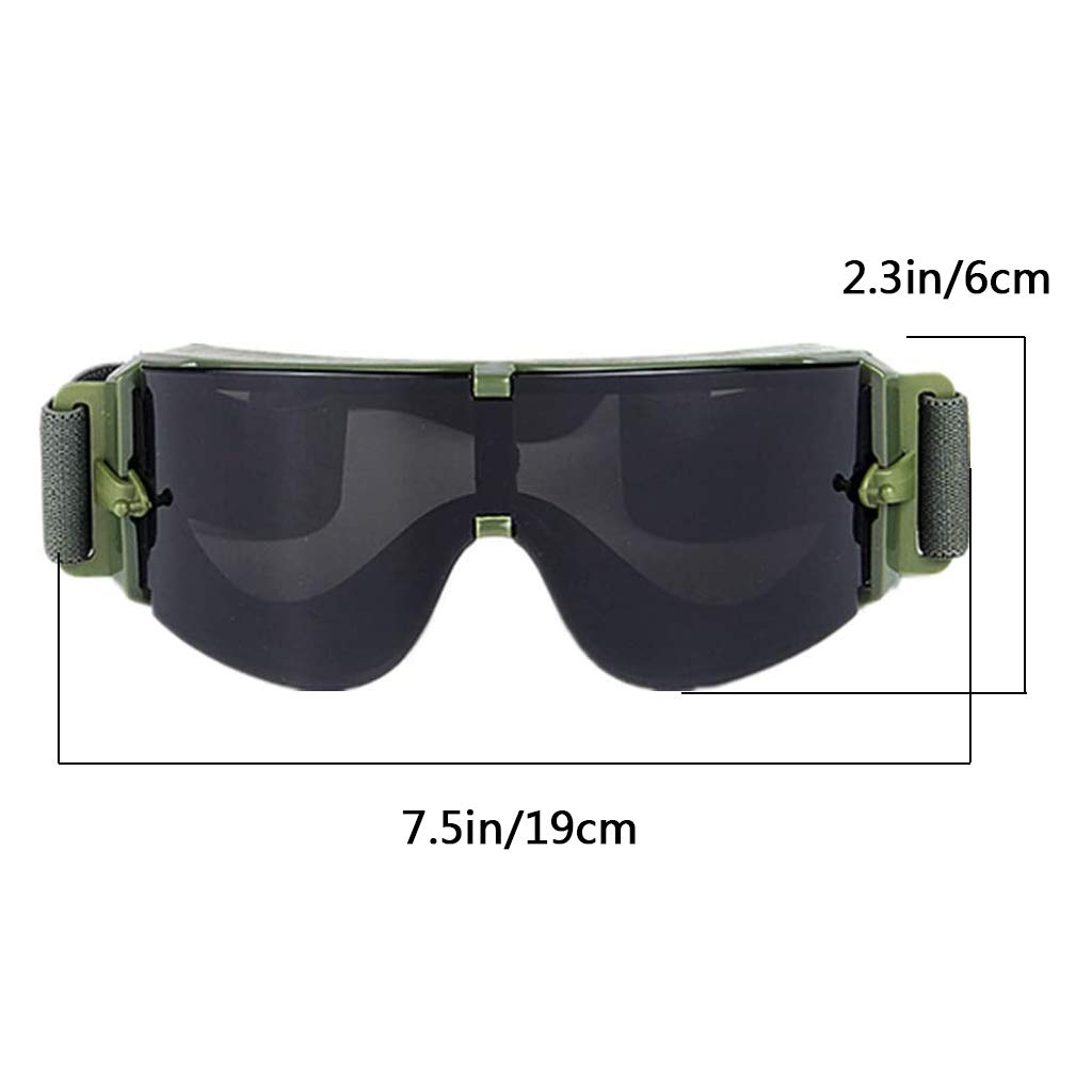 Lunettes tactiques de sécurité pour airsoft, anti-buée, anti-UV, avec 3 verres interchangeables pour sports de plein air, tir, chasse, paintball, équitation, cyclisme