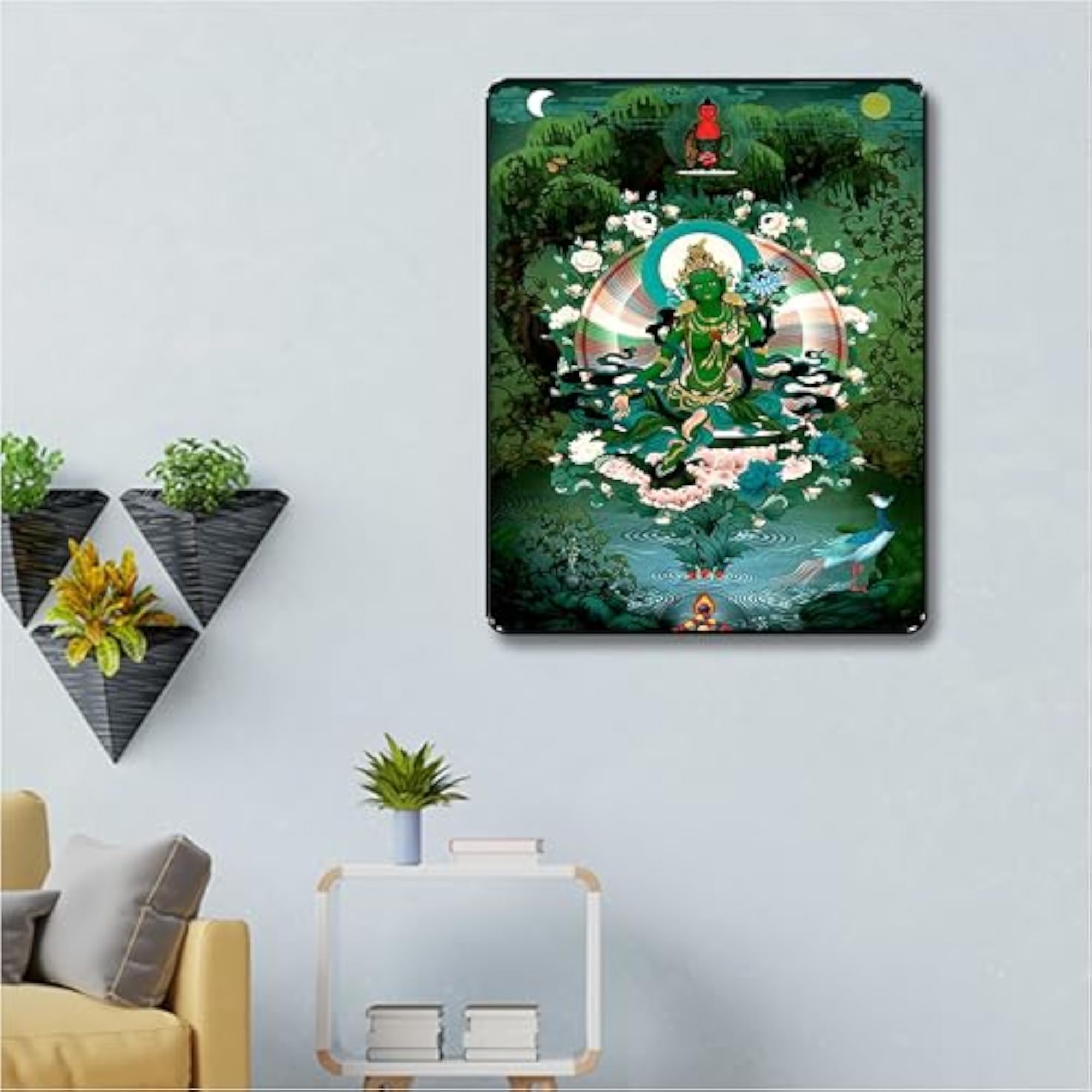 Livin'luxe Green Tara Art Print, Tibetan Buddhist Goddess Artwork