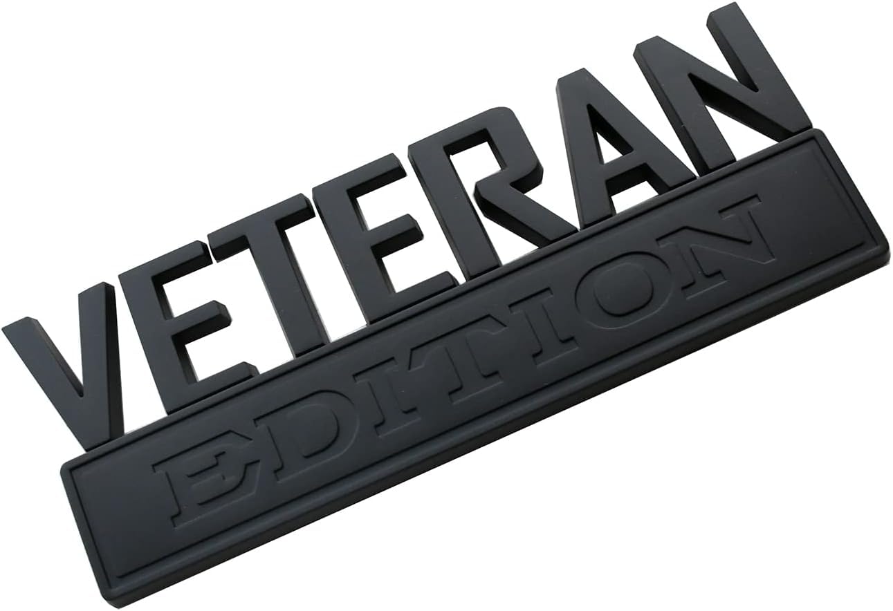 1 x 7 dużych odznaki Veteran Edition VA, emblemat, naklejka na flagę samochodu, wojskowy zamiennik dla F150 F250 F350 Chevy Silverado 1500 2500 Chevrolet C10 C15 (czarny matowy)