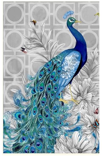 Image of Jasol Diamond Painting Kit, 40x30 Cms, Full Drill, 5D Crystals, Home Wall Decor Gift Set (Peacock M45526)