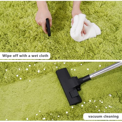 4'x4' Grass Green Round Rug for Bedroom, Ultra Soft Fluffy Circle Rug for Kids Girls Boys Room, Cute Shag Rugs for Living Room Playroom Tent Castle Home Decor Rug