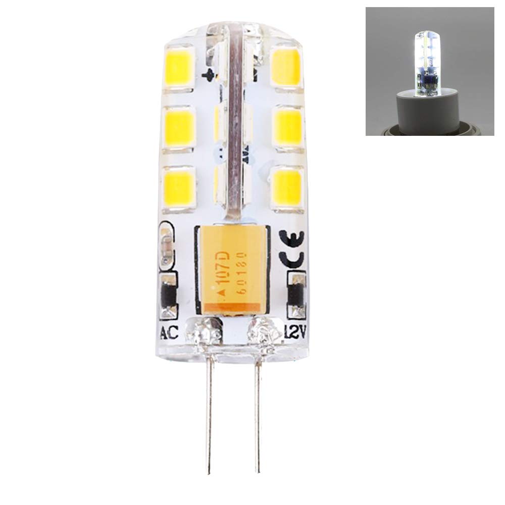 G4 LED 3 Watt 12 V AC/DC 24 x 2835 SMD 6000 K Cool White Light Bulbs, Replaces 30 W Halogen Bulbs, G4 Silicone Bulb, G4 Chandelier Bulb, Pack of 1
