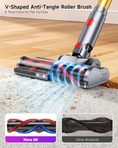 Image of MYUAKO Cordless Vacuum Cleaner 680W 55kPa Vacuum Cleaners for Home Up to 75Mins, Cordless Rechargeable Vacuum Cleaner Anti-Tangled Vacuum Cleaner 1.8L for Hardwood Floor,Carpets,Pet Hair Nova G8