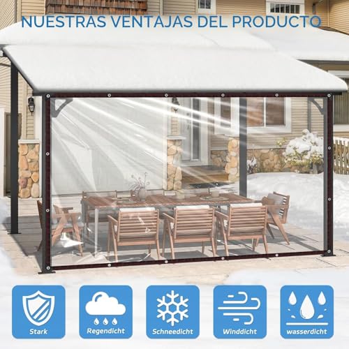 Lona impermeable transparente con ojales de 3x4m para aislamiento de plantas 3
