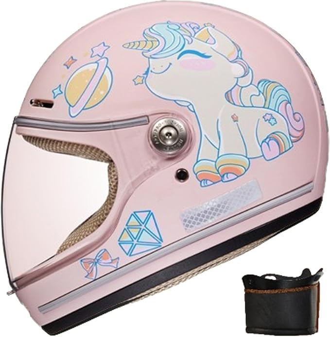Casco Moto Integral con Visera para Niños De 5 A 14 Años - Diseño De Dibujos Animados para Todas Las Temporadas I, 46-52CM