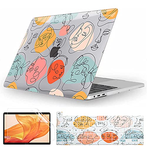 Image of Fancity Case Compatible with MacBook Pro 13 Inch 2020 A2338 M1 A2251 A2289 with Touch Bar Protective Case with Keyboard Cover + Screen Protector for 2020 Pro 13 A2251 A2289 A2338, Art Face