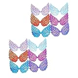 D' irisés - l'ensemble de d' comprend du rose, du blanc, du bleu, du doré, du violet et du fuchsia, chaque couleur pour 2 pièces, aile d'ange brodée