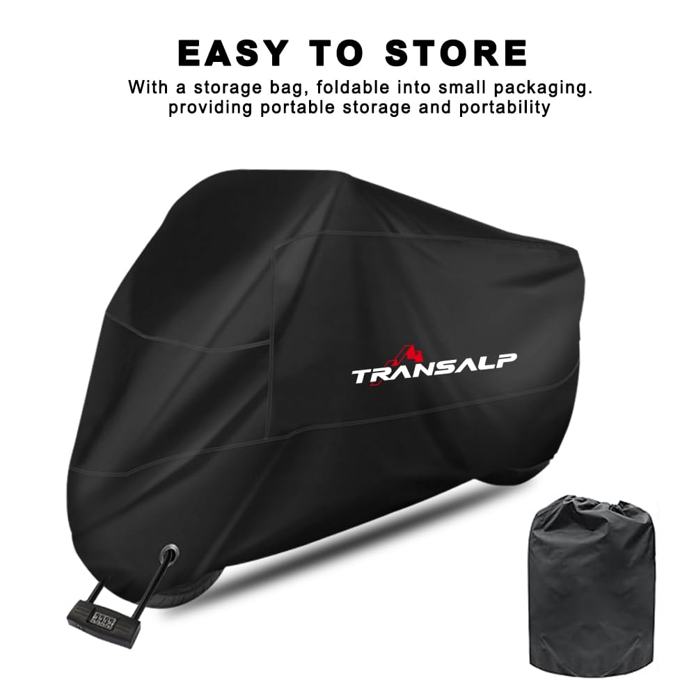 Housse de moto en polyester 210D pour extérieur et intérieur, anti-poussière, coupe-vent, imperméable pour XL 750 Transalp 2023 2024 Transalp XL750 (295 cm x 110 cm x 140 cm)
