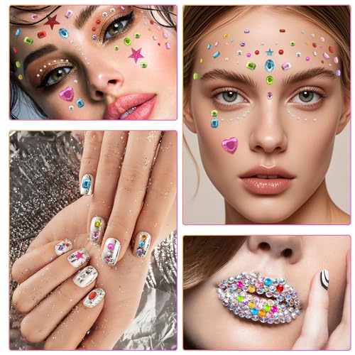 Image of 2442PCS Gem Stickers for Kids - Self Adhesive Rhinestone Stickers, Bling Acrylic Heart Stickers and Gems for Crafting, Stick On Gems for Scrapbooking, DIY Crafts, Card Making, Decorationsl