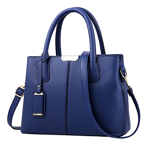 Bolso de mano para mujer Amplios bolsos de mujer Cartera Satchel Bolso de hombro Bolso de cuero y bolsos Mujer, azul oscuro, Talla única para todos