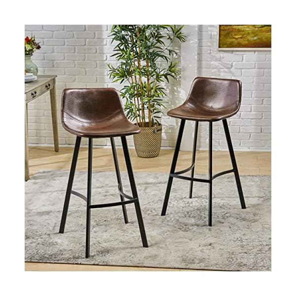 Christopher Knight Home Dax Barstools, 2-Pcs Set, Snake Skin Brown - Image 3